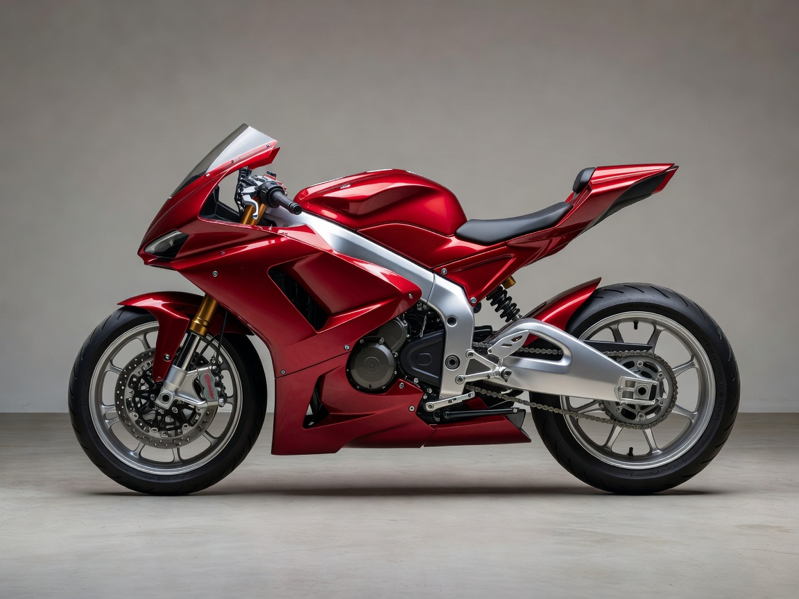 Complete sport motorcycle with aerodynamic fairings, race suspension, and full front and rear alloy wheels