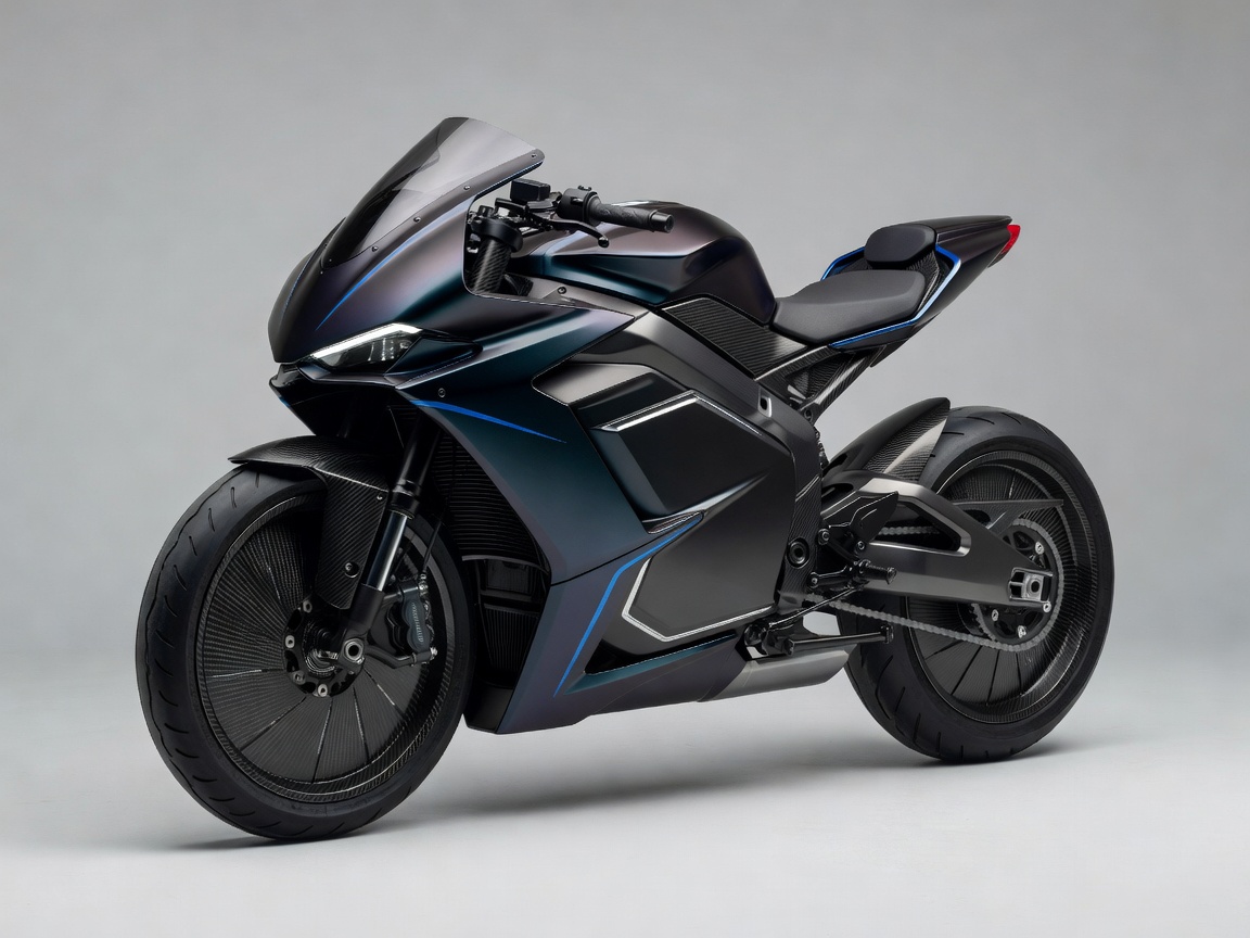 Complete modern electric performance motorcycle with enclosed battery housing and full wheel architecture