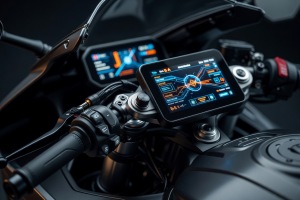 Cockpit instrumentation TFT display and handlebar control switchgear detail