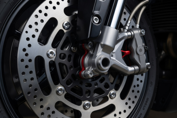 Dual front disc brake assembly detail